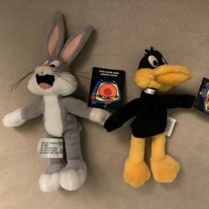 VTG 1999 BUGS BUNNY & DAFFY DUCK Looney Tunes WB Studio Store Mini BeanBag Plush